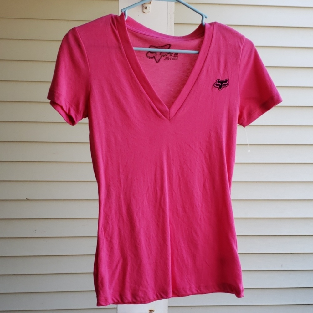 Fox V Neck Tshirt Pink